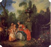 Nicolas Lancret A Lady and Gentleman with Two Girls in a Garden china oil painting reproduction